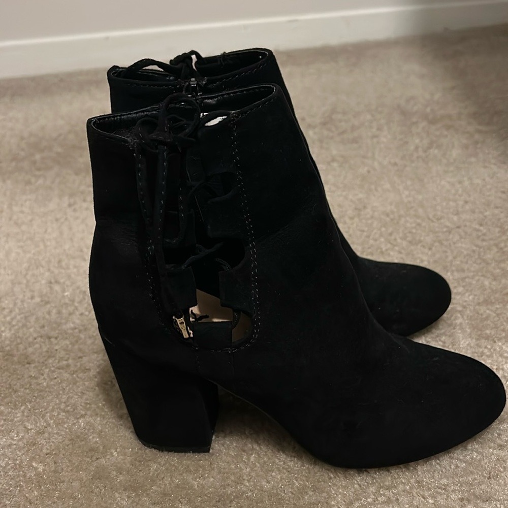 Black velvet ankle booties